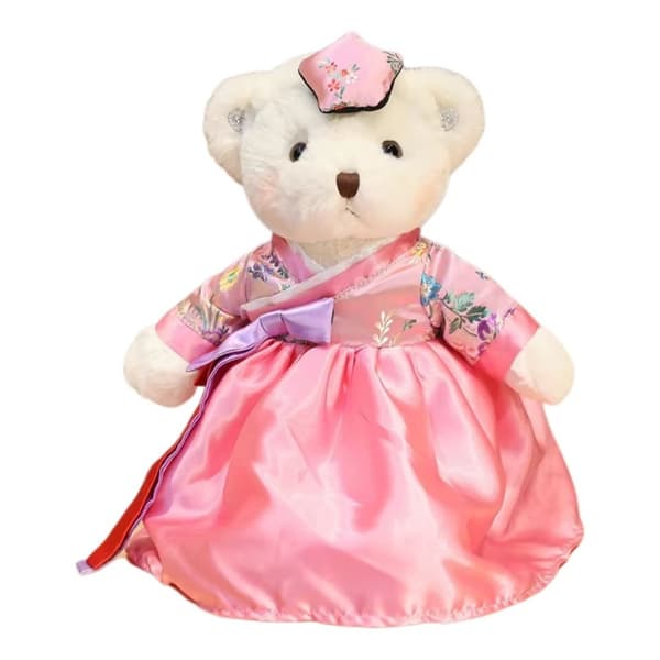 Söt Hanbok-Prinsessbjörn Gosedjur i Plysch - Rosa Klänning 90 cm