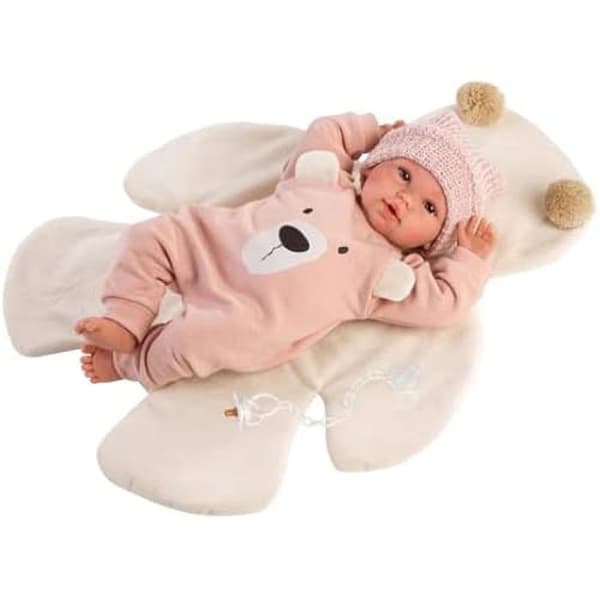 Llorens - RN Newborn Crying Doll 36 Cm Pink Bear Soft Touch 40 cm, Flerfärgad (63644)