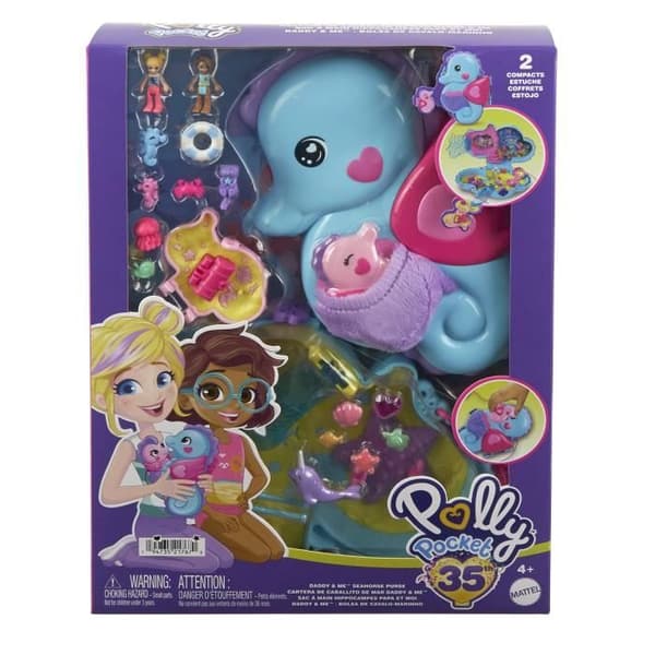 Polly Pocket-Dad and me-Seahorse överraskningsväska och 2 minifigurer HWP03