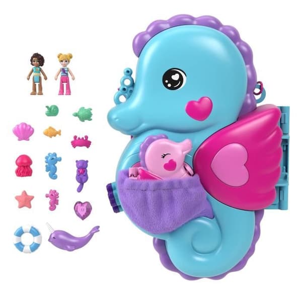 Polly Pocket-Dad and me-Seahorse överraskningsväska och 2 minifigurer HWP03