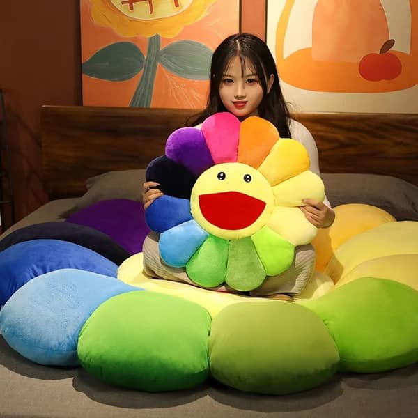 Sød Takashi Murakami Blomsterpude Blød og Behagelig Dekorativ Pude - 80 cm