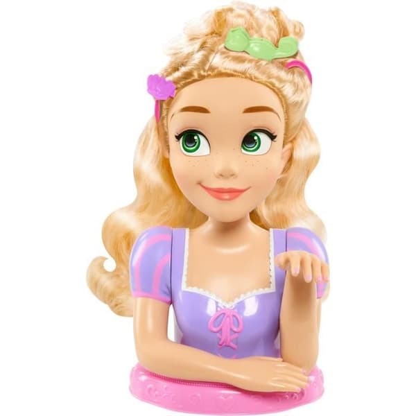 Stylinghuvud - DISNEY - Rapunzel Deluxe - 12 tillbehör - Falsk flaska med lack - Hårstylingguide