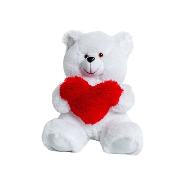 Nallebjörn GO GIFT FRANK 50 WH Vit Plysch Hjärta 50 cm