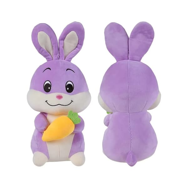 Söpö Kani porkkanalla pehmeä pehmolelutyyny - violetti 45 cm