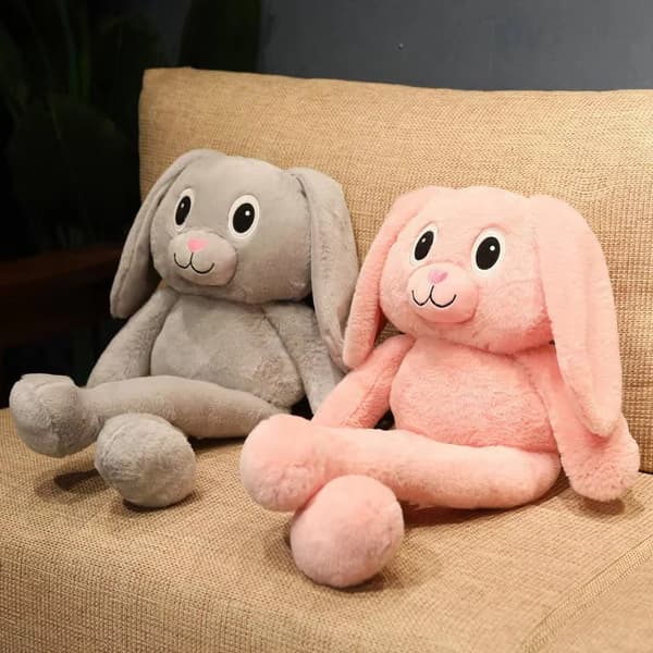 Suuri Pehmeä Kani Joustavilla Korvilla - Vaaleanpunainen 80 cm