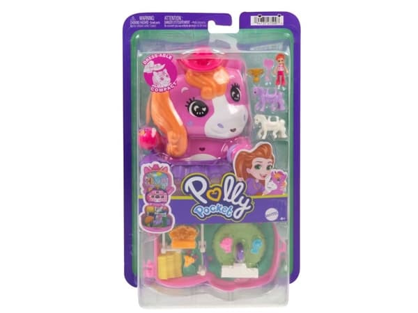 Polly Pocket pony rodeo compact set: 1 micro doll, 2 horse figures and accessories JCR39 MATTEL
