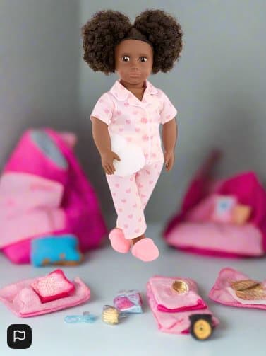 Our Generation Tanisha 18-inch Sleepover Doll in Matching Pink PJs