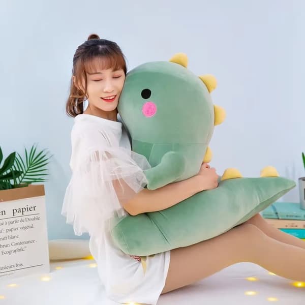 Blød Dinosaur Tøjdyr Kram Pude - Grøn 40 cm