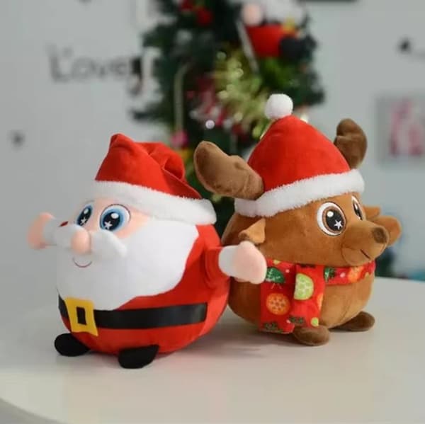 Pehmeät joulupukin nuket Tyynylelu Hauskoja pehmoleluja, jotka laulavat ja loistavat - Hirvi