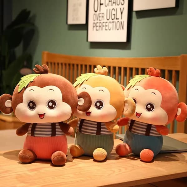 Sød Huggy Monkey Blød Blød Bomuld Tøjdyr - Lysebrun 23 cm