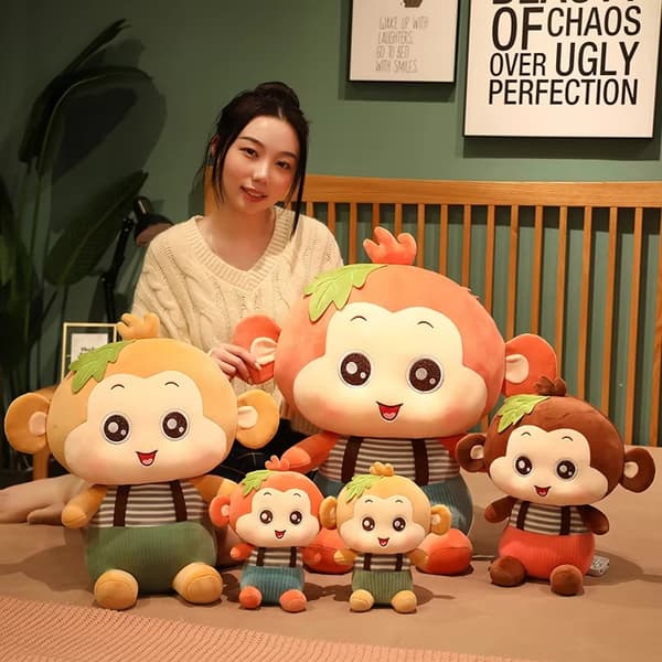Söpö Huggy Monkey Pehmeä Pehmeä Pehmeä Puuvillapehmolelu - Ruskea 65 cm
