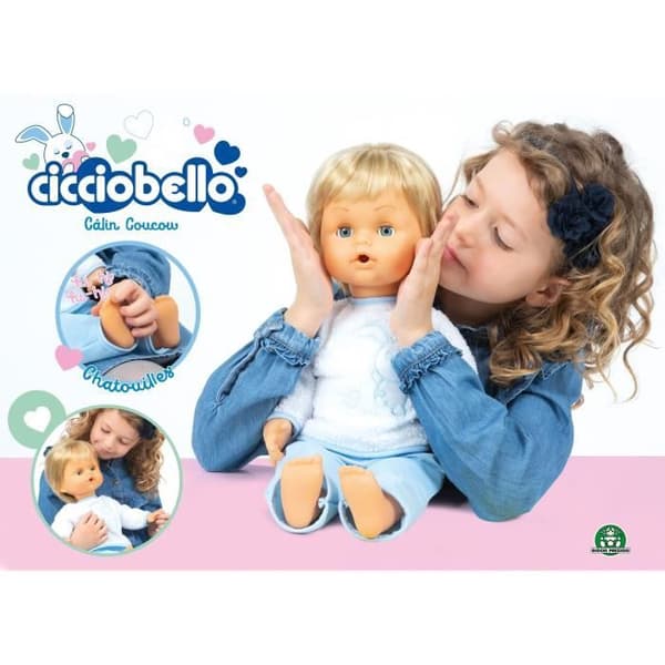 Cicciobello, Câlin Coucou, docka 42 cm, mjuk kropp, 1 napp och 1 gosedjur, Leksak för barn från 2 år, CCB99