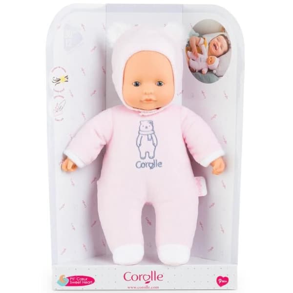 Corolle - Mon Doudou Corolle - Pti'Coeur Pink Bear - 30 cm - För barn från 9 månader och uppåt