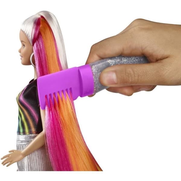 BARBIE Frisyr Set - Blont glitter regnbåghår - Tillbehör ingår