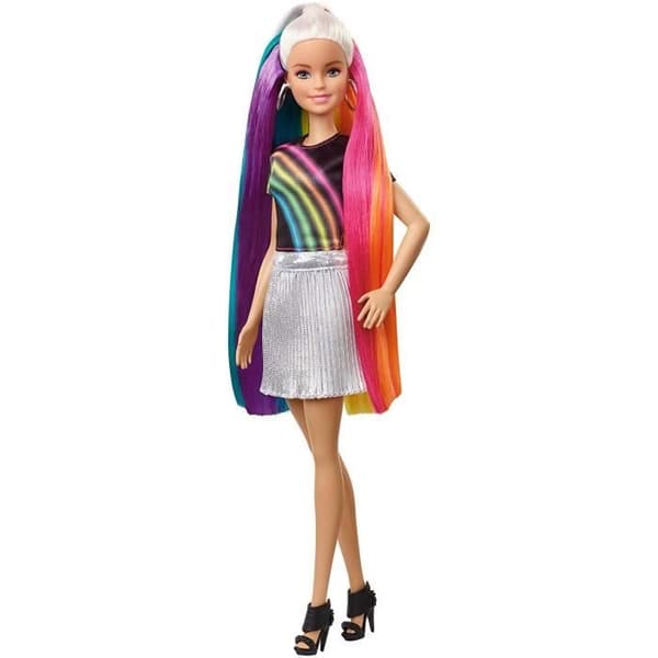 BARBIE Frisyr Set - Blont glitter regnbåghår - Tillbehör ingår