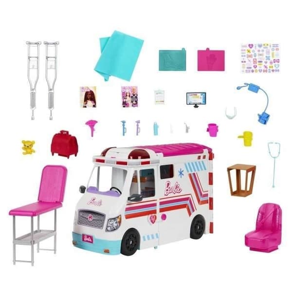 Barbie®-Medical Vehicle-Ambulans och klinikset och tillbehör HKT79