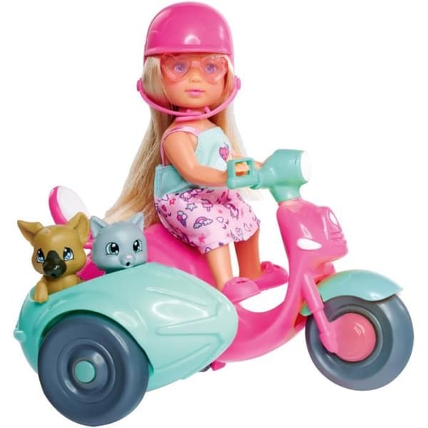 Smoby Evi Love Scooter and Friends docka - flerfärgad - 16x16x11 cm