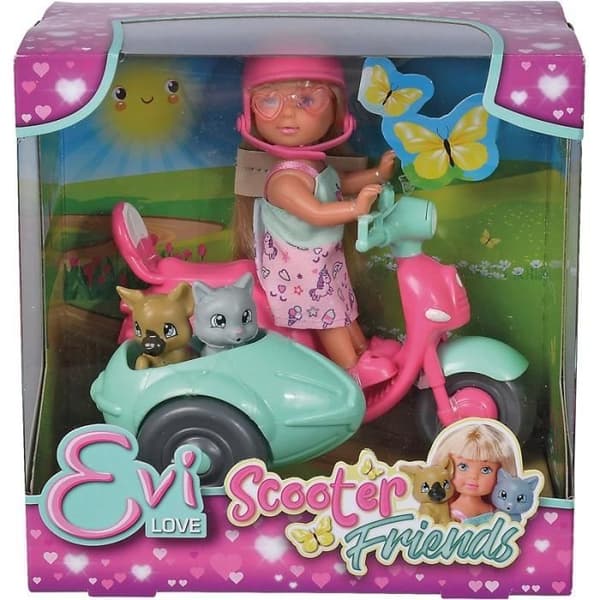 Smoby Evi Love Scooter and Friends docka - flerfärgad - 16x16x11 cm