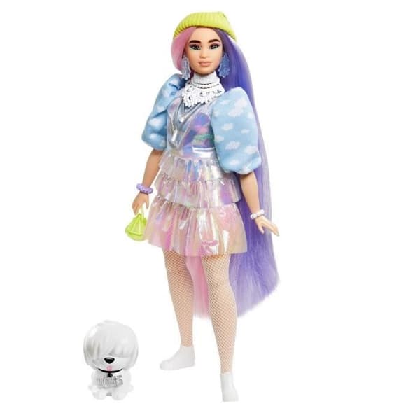 Barbie - Extra Grön Hat Långt Mauve och Rosa Hår - Docka - 3 år och +