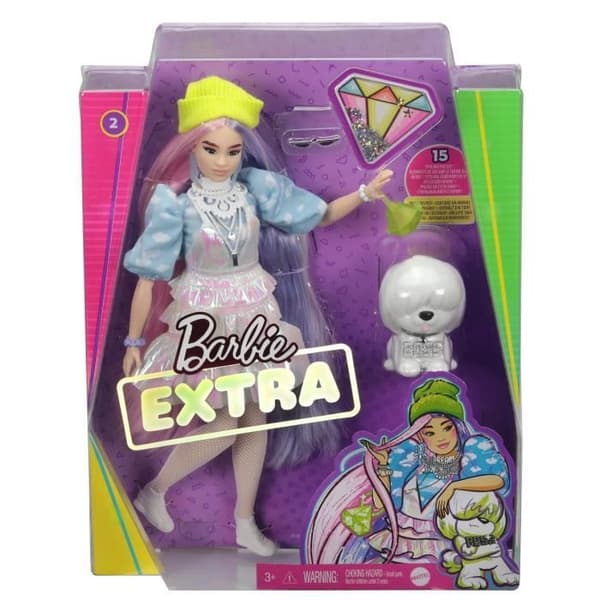 Barbie - Extra Grön Hat Långt Mauve och Rosa Hår - Docka - 3 år och +