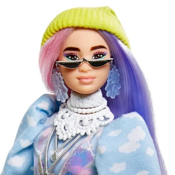 Barbie - Extra Grön Hat Långt Mauve och Rosa Hår - Docka - 3 år och +