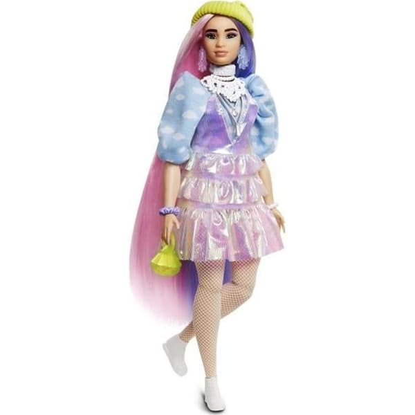 Barbie - Extra Grön Hat Långt Mauve och Rosa Hår - Docka - 3 år och +