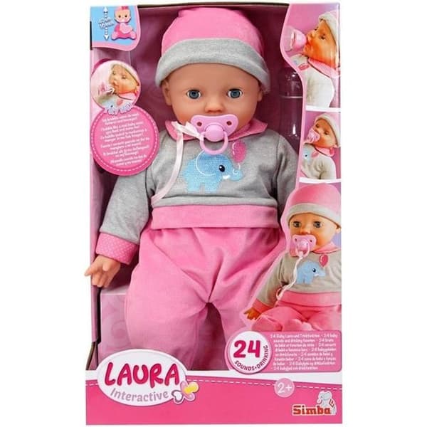 Interaktiv docka - SIMBA - Laura - 40 cm - 24 ljud - Napp och flaska