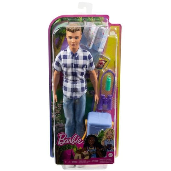 Barbie Ken Campingdocka - 3 år och uppåt - Rutig skjorta, jeans, ett par tennisskor - 6 tillbehör ingår
