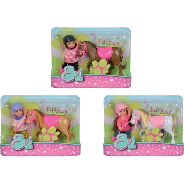 Evi Doll + Pony Sortiment - Simba - Evi Love - 4 Mod - För barn från 3 år och uppåt