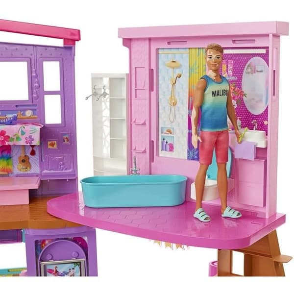 Barbie Malibu Hus - MATTEL - HCD50 - Över 30 delar - 2 våningar - För barn 4 till 10 år