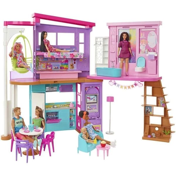 Barbie Malibu Hus - MATTEL - HCD50 - Över 30 delar - 2 våningar - För barn 4 till 10 år
