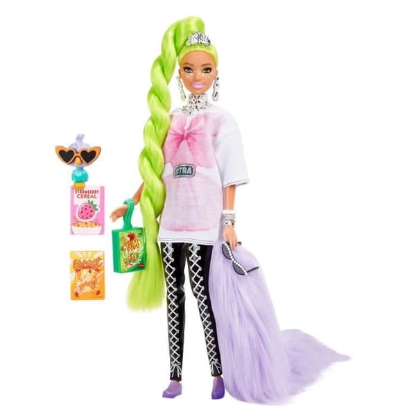 Barbie Extra Doll - BARBIE - Neongrön fläta - Glamourstil - Modeaccessoarer
