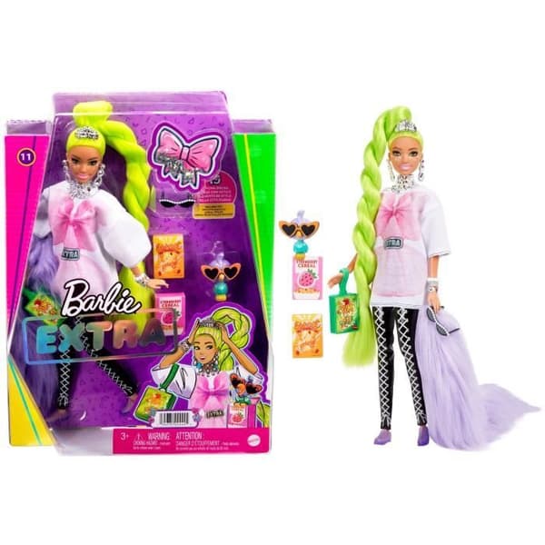 Barbie Extra Doll - BARBIE - Neongrön fläta - Glamourstil - Modeaccessoarer