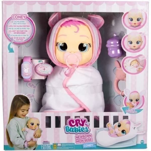 Cry Babies New Born Doll - Coney - IMC TOYS - Känner igen sin mamma - 22 babyljud