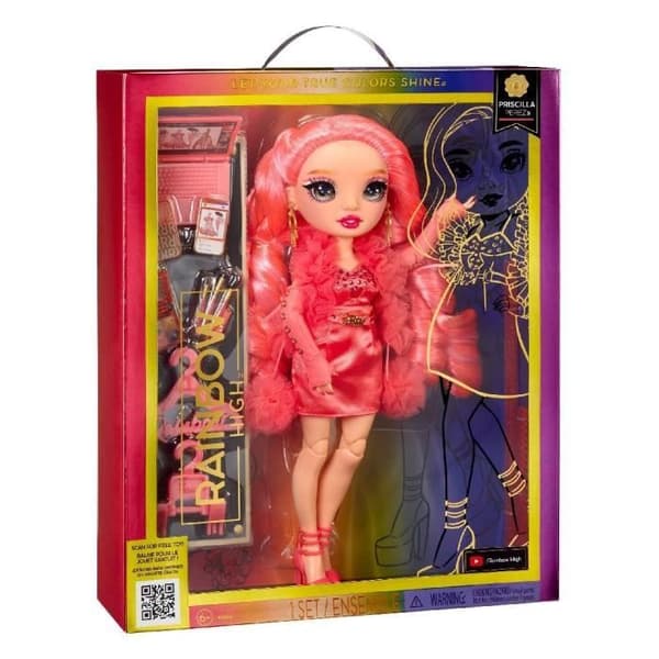 Rainbow High S23 Fashion Doll - 27 cm Priscilla Perez docka (Rosa) - 1 outfit, 1 par skor och accessoarer