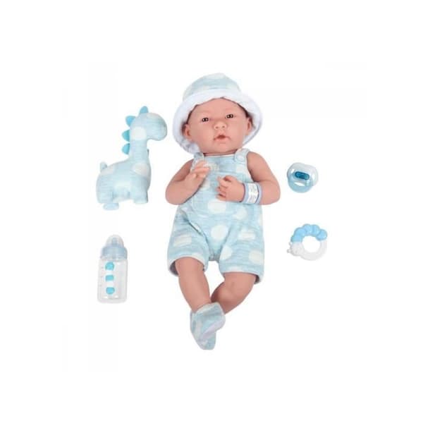 All-Vinyl The Newborn Doll i blå Onesie/dinosaurie-tema. RIKTIGT POJKE!