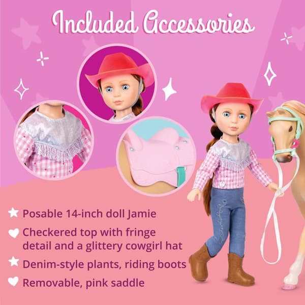 Glitter flickdocka - GG51046Z -14 Docka med häst, Jaime - Jumper, 62243435759