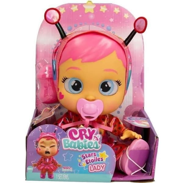 Cry Babies Stars docka - Lady - IMC TOYS - 911383 - 30cm - LED-stjärnor - Gråtfunktioner - Rosa