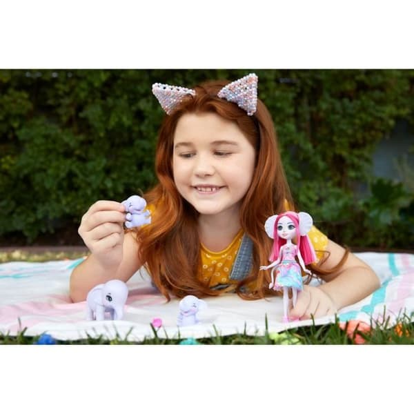 Enchantimals - Esmeralda Elephant & Elephants - Mini-docka - Grå - Från 4 år