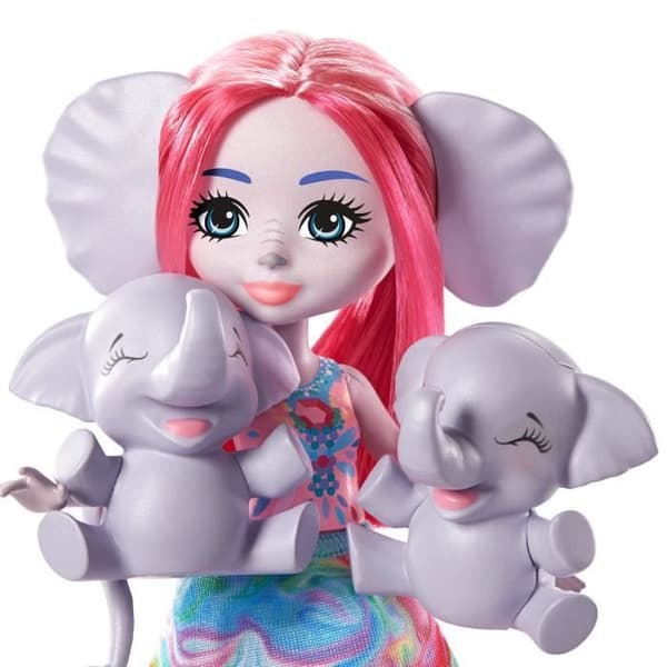 Enchantimals - Esmeralda Elephant & Elephants - Mini-docka - Grå - Från 4 år