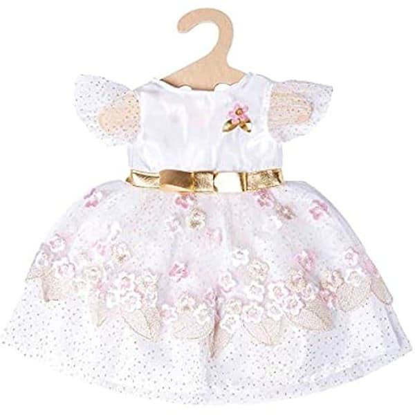 Prinsessklänning - HELESS - Modell 2132 - Mönster Körsbärsblomma - Gyllene krona - Storlek 35-45 cm