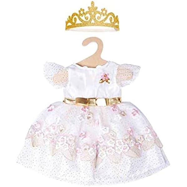 Prinsessklänning - HELESS - Modell 2132 - Mönster Körsbärsblomma - Gyllene krona - Storlek 35-45 cm