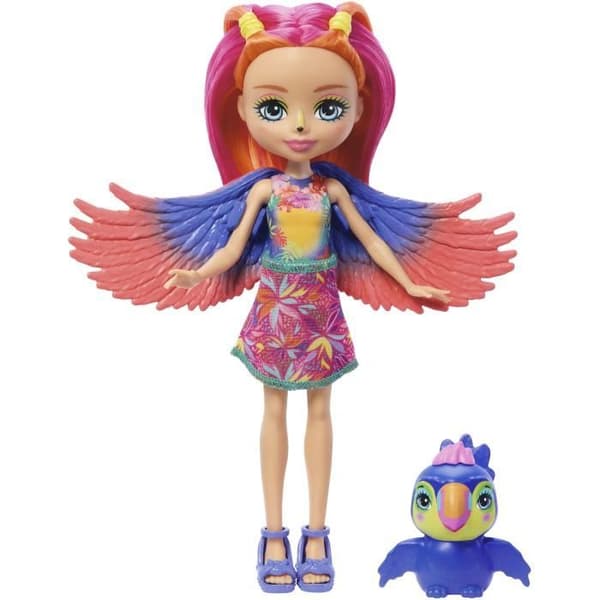 Enchantimals Sunshine Beach-Trippi Toucan och HRX83 dockfigur