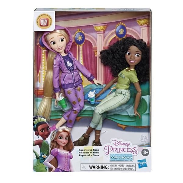 Disney Princesses - Comfy Squad Rapunzel och Tiana trendiga dockor - 30 cm