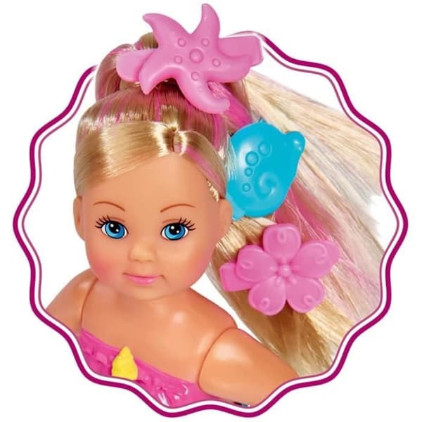 Evi LOVE sjöjungfrudocka - Simba Toys - 105733318 - Simma med en fisk - Färgglatt hår - 12 cm