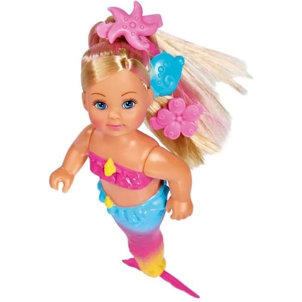 Evi LOVE sjöjungfrudocka - Simba Toys - 105733318 - Simma med en fisk - Färgglatt hår - 12 cm