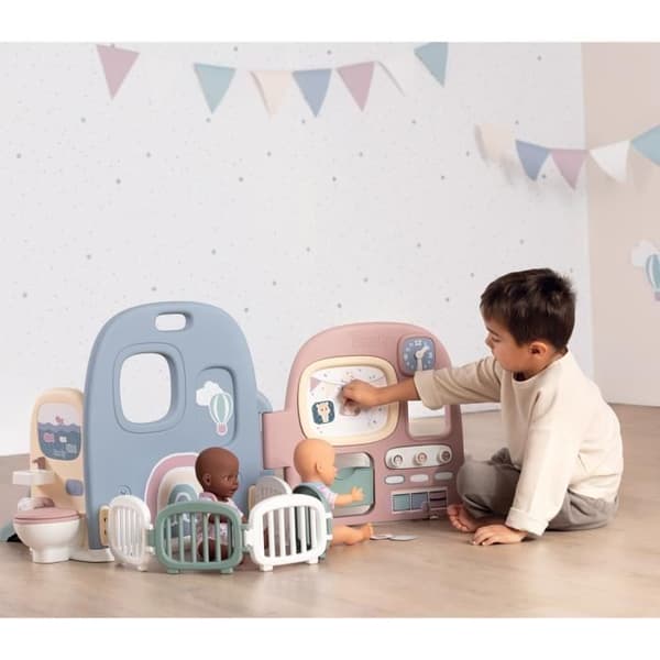 Smoby - Bebisvård - Spjälsäng 5 platser + 27 tillbehör - Babydocka upp till 42 cm