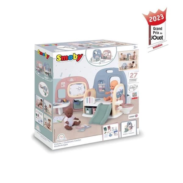 Smoby - Bebisvård - Spjälsäng 5 platser + 27 tillbehör - Babydocka upp till 42 cm