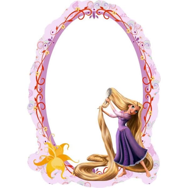 Disney Princess Rapunzel Mirror - Rosa - Barn - Självhäftande fästen ingår - 25 x 35 cm