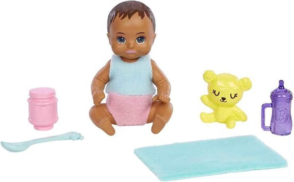 Barbie Skipper Babysitter Brown Dock Set, med babyfigur och 5 tillbehör